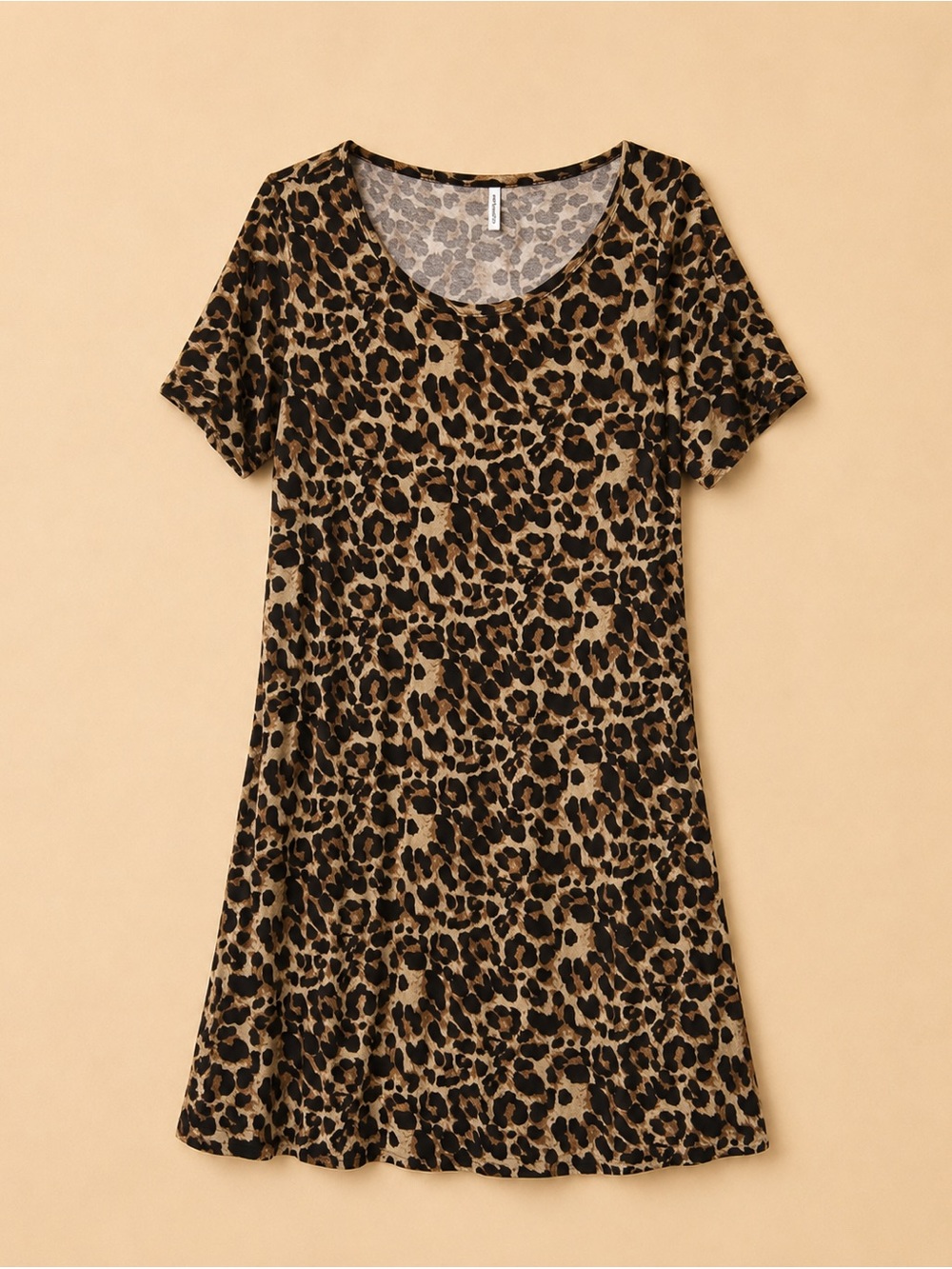 Leopard Print Short Sleeve Midi Dress in Brown - Picture 2 of 2